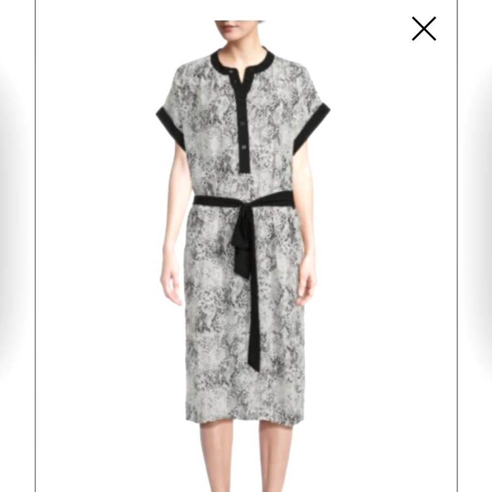 DKNY Abstract Print Beach Cover Up, tie waist, Cropped Sleeve. NWTS